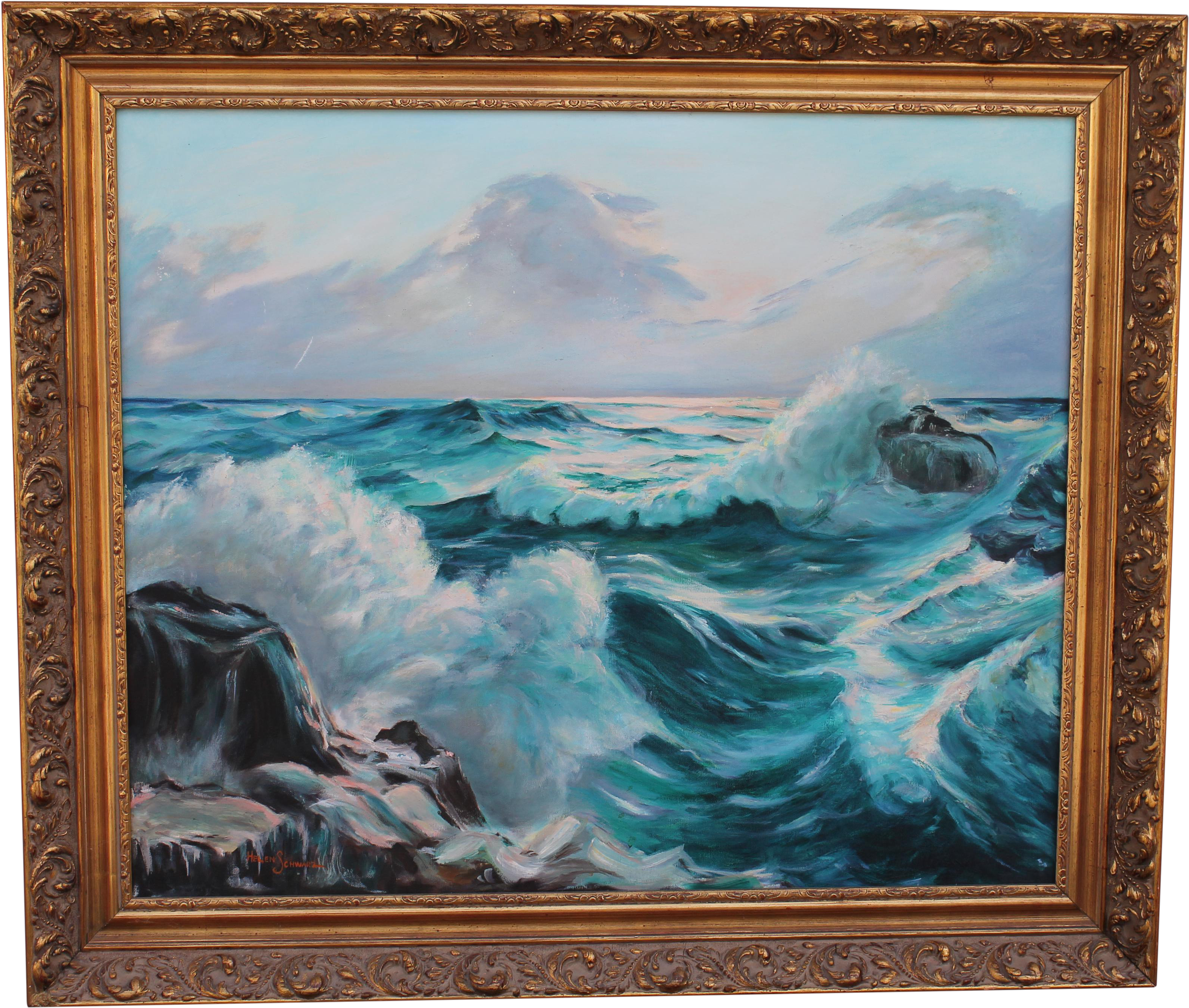 Vintage Seascape Oil On Canvas, 1940's On Chairish (3512x2978), Png Download