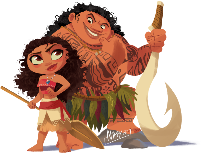 Moana Transparent Cute - Moana And Maui Chibi (900x697), Png Download