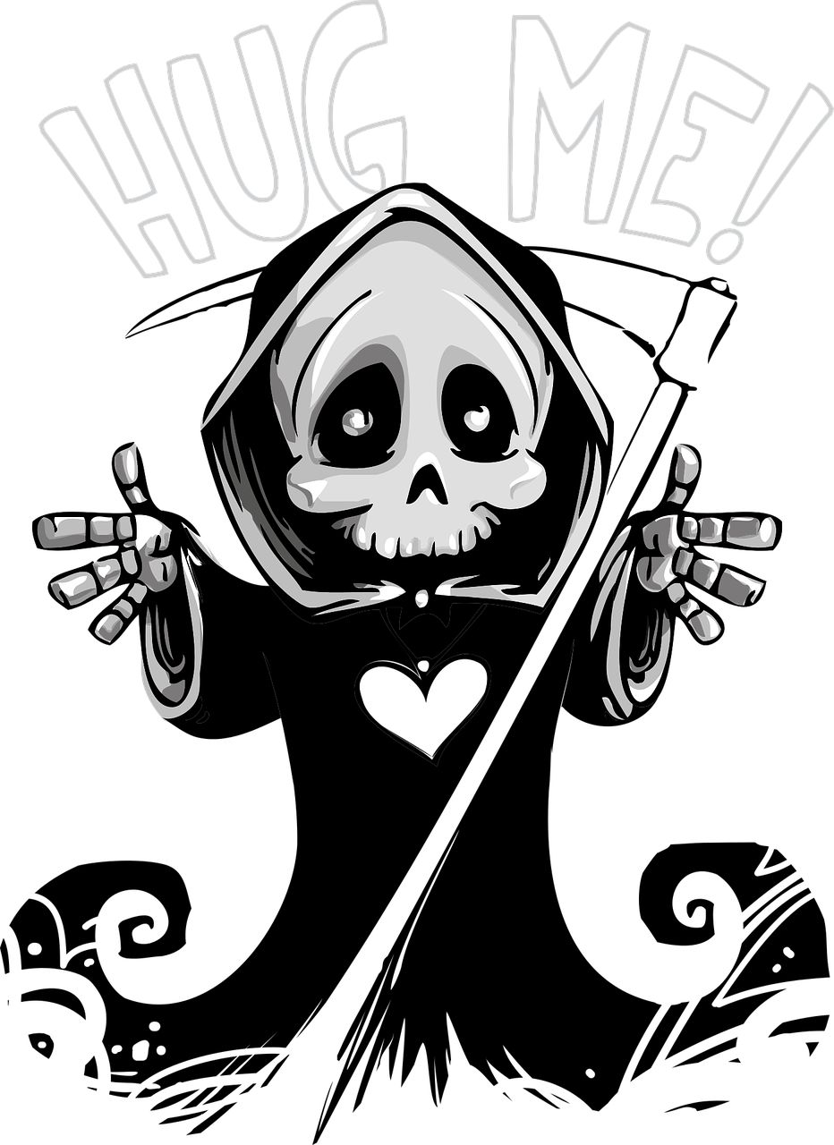 Picture Black And White Download Free Image On Pixabay - Cute Grim Reaper Png (932x1280), Png Download