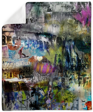 Grungy Style Torn Poster Background Plush Blanket • - Rebel Walls Street Art Mural (400x400), Png Download
