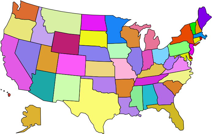United States Map Clip Art - Blank Us Map Color (600x379), Png Download