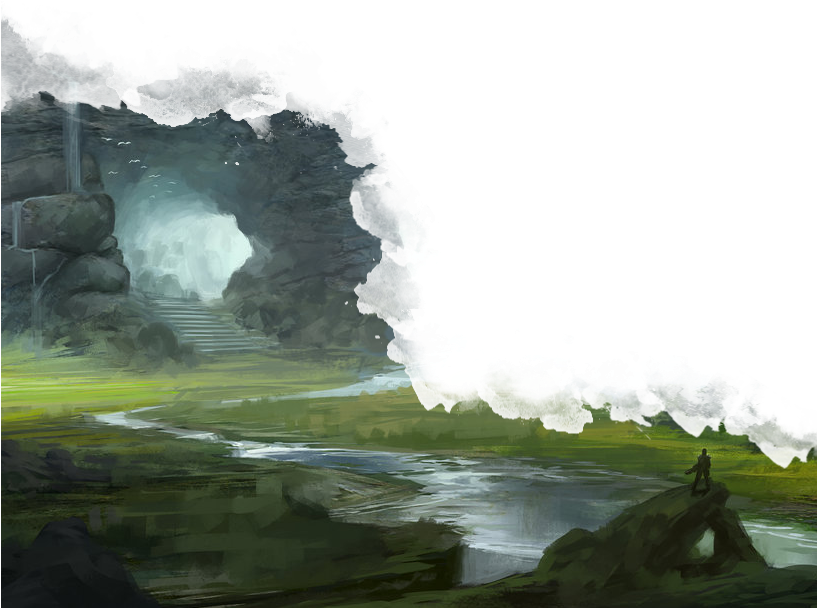 Арт Пещера С Водопадом (816x1056), Png Download