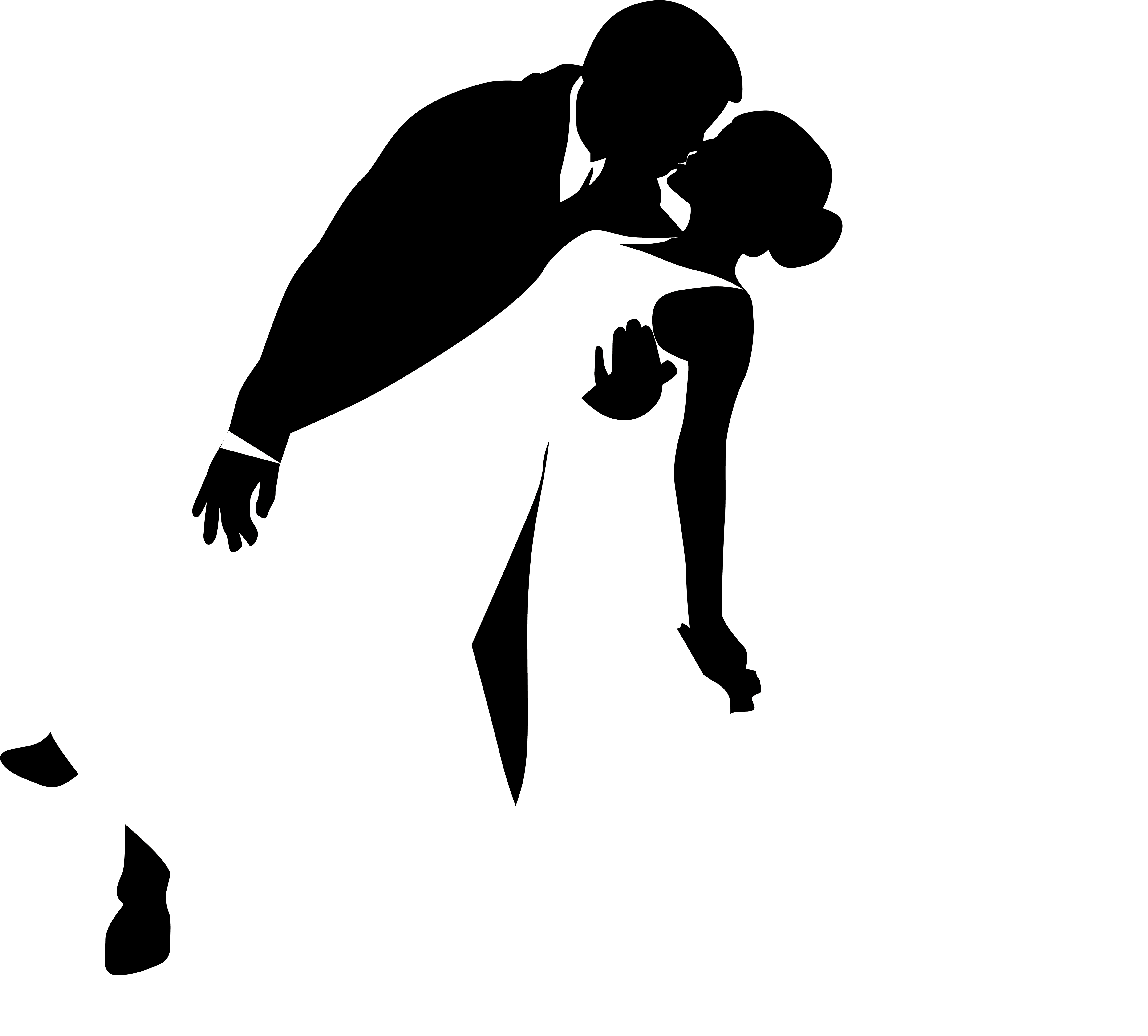Kissing Bridal Silhouettes Png Clip Art - Bride And Groom Silhouette Png (4984x4500), Png Download