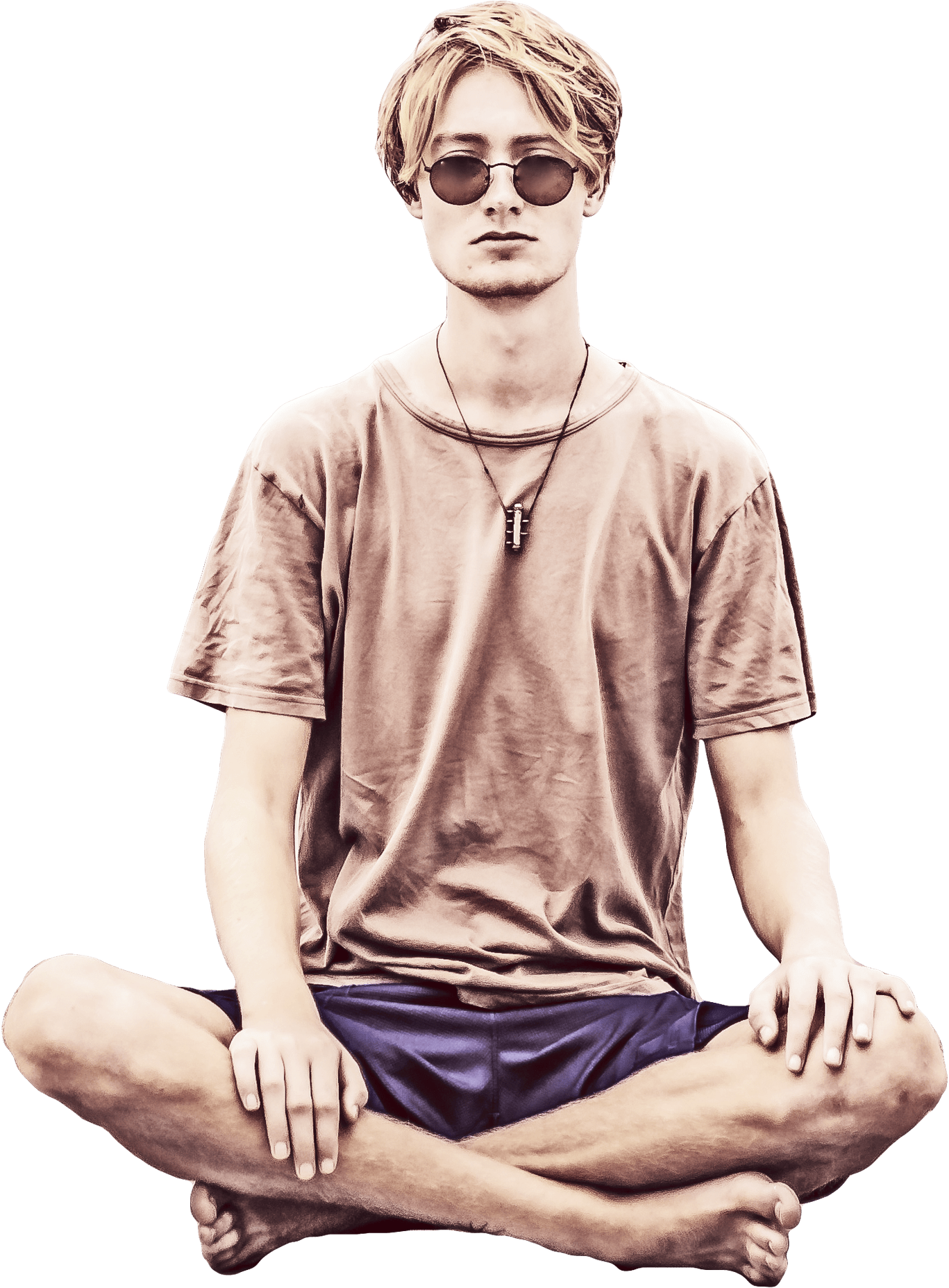 Man Sitting Meditation - Drawing Of Man Meditation (3000x3000), Png Download