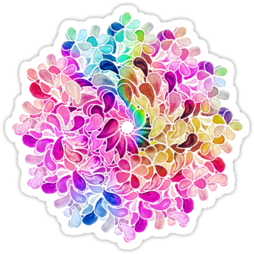 Rainbow Watercolor Paisley Flower By Micklyn - Rainbow Watercolor Paisley (375x360), Png Download