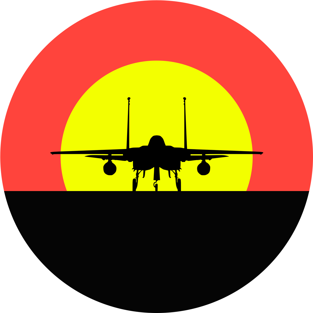 Fighter Jet Horizon Sunset Silhouette - Circle (2000x2000), Png Download