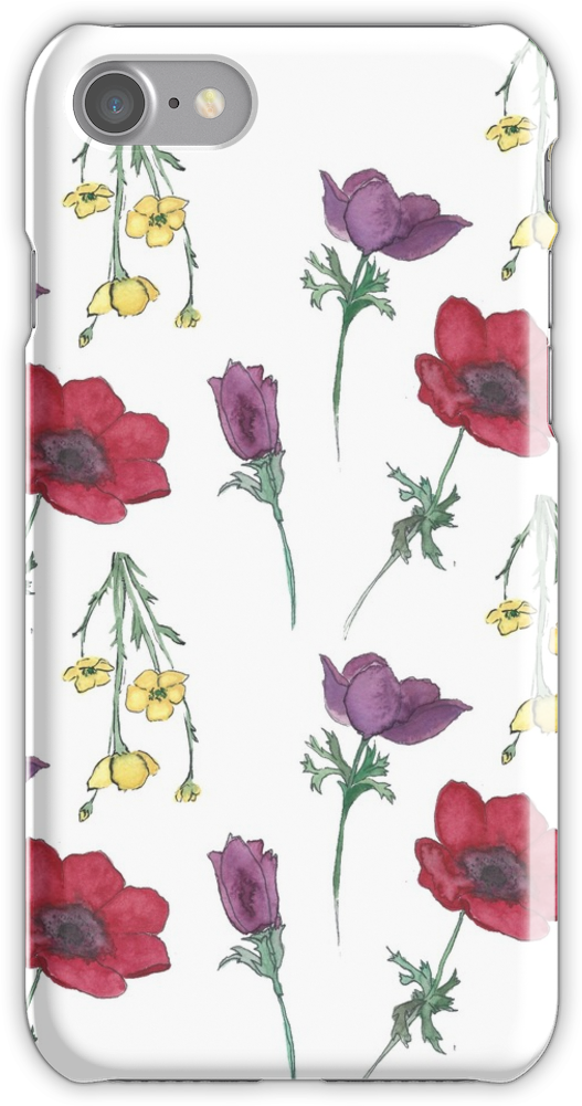 Watercolor Flower Pattern Iphone 7 Snap Case - Mobile Phone Case (750x1000), Png Download