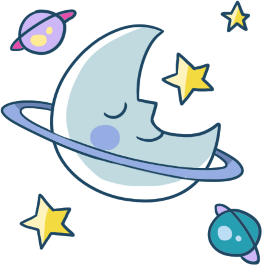 Moon Cute Star Night Sleep Meteor Planet Colorful Galax - Sleep (1024x1024), Png Download