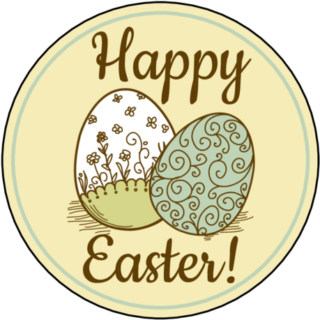 Ol350 - 2 - 5" Circle - Happy Easter Eggs - Easter Watercolor Card With Egg And Flowers. Card (500x500), Png Download