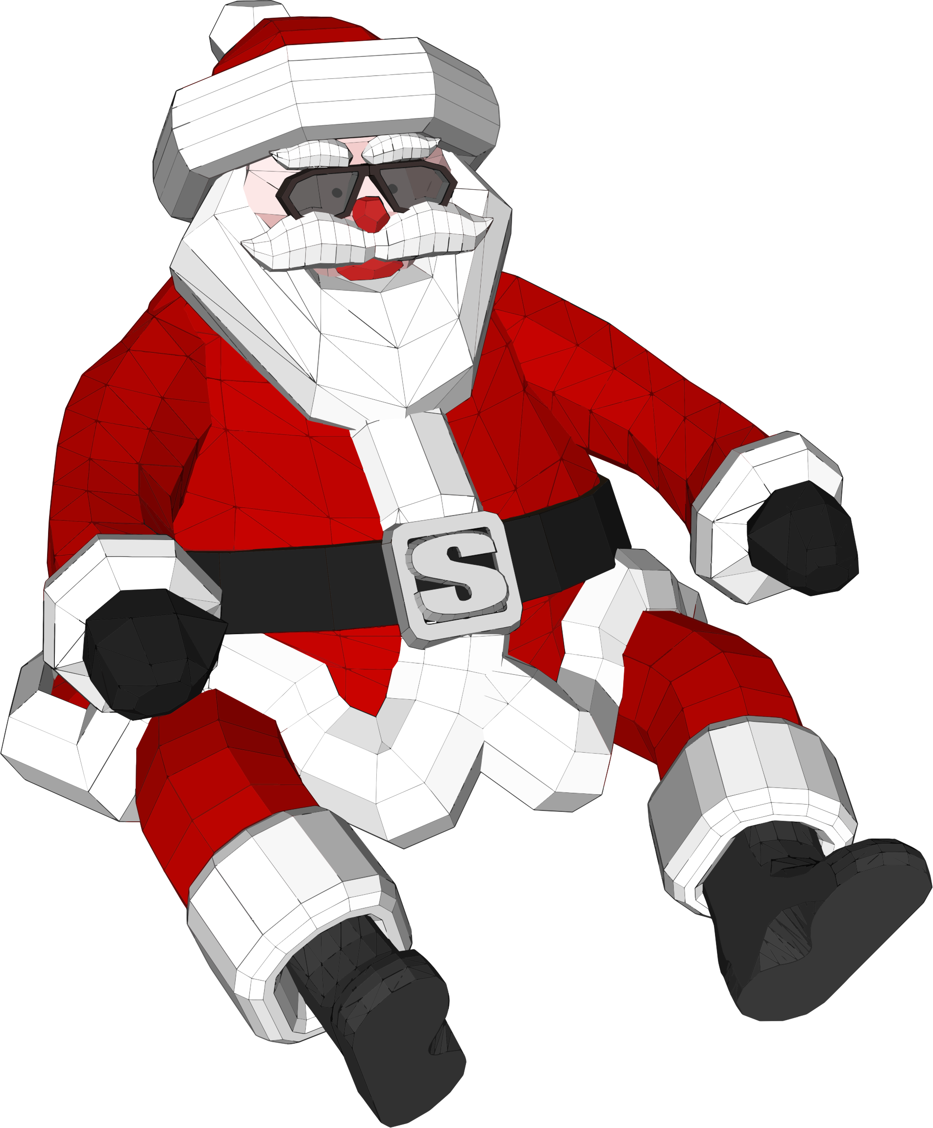 This Free Icons Png Design Of 3d Polygonal Santa Claus (1904x2302), Png Download