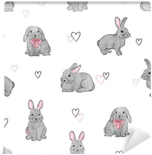 Easter Rabbits Seamless Pattern - Bunnies Background (400x400), Png Download