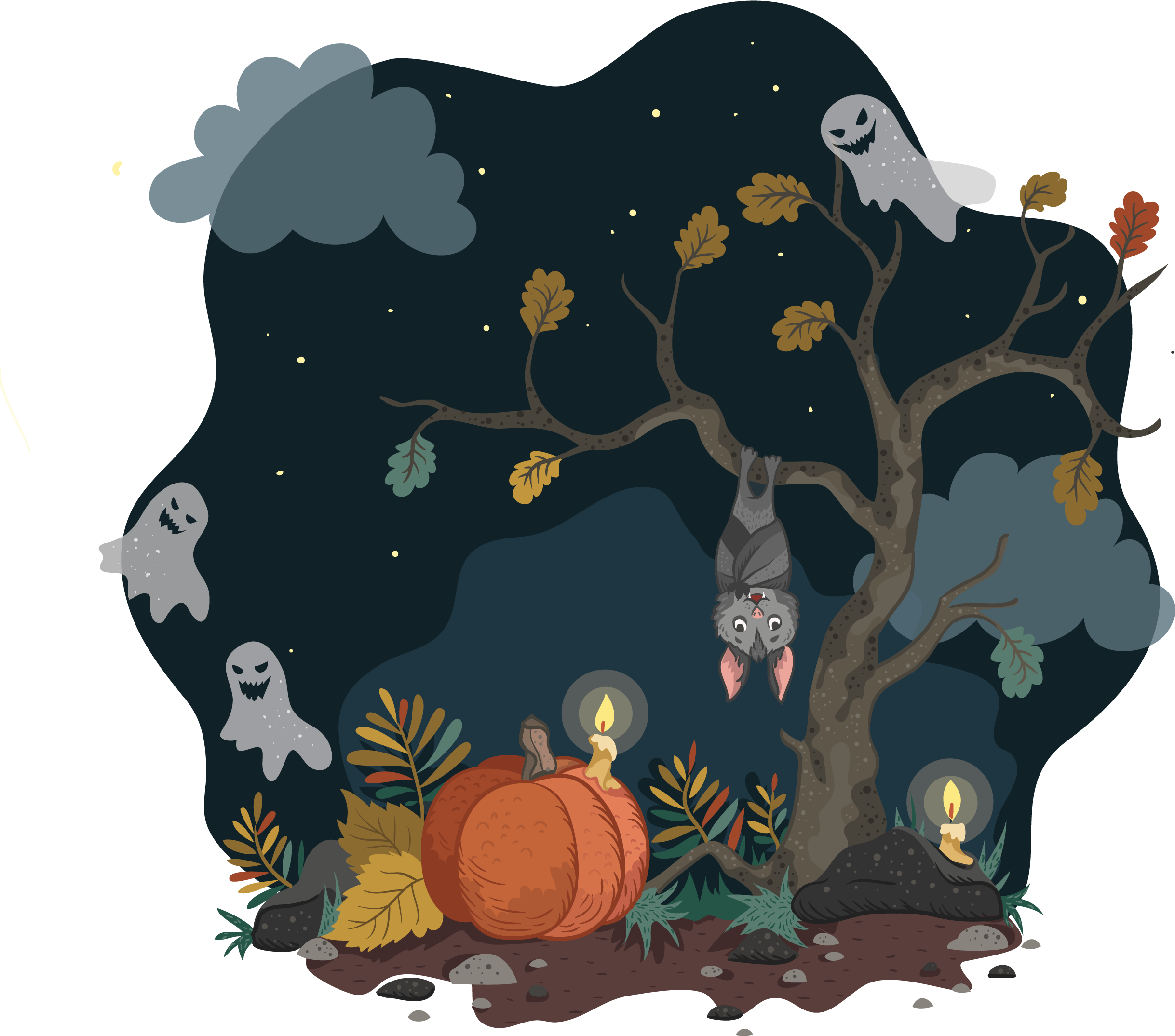 Autumn Forest - Vector Illustration (2712x2576), Png Download