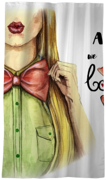 Watercolor Picture On A Valentine's Day, Girl Kisses, - Fashion Illustration (400x400), Png Download