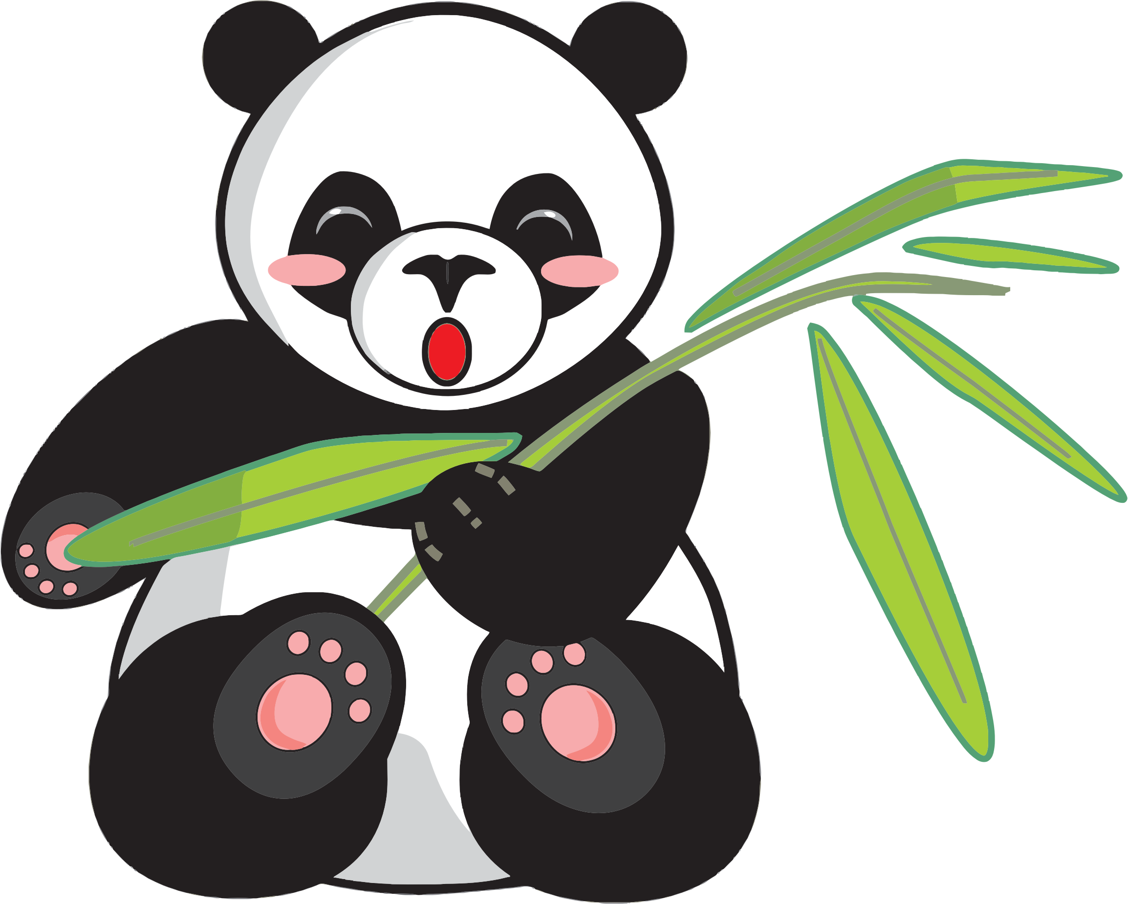 This Free Icons Png Design Of Cartoon Panda And Bamboo (2308x1850), Png Download
