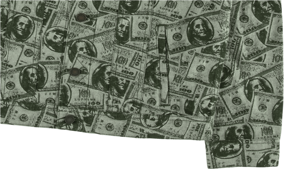 Supreme 100 Dollar Bill Trucker Jacket (1000x600), Png Download