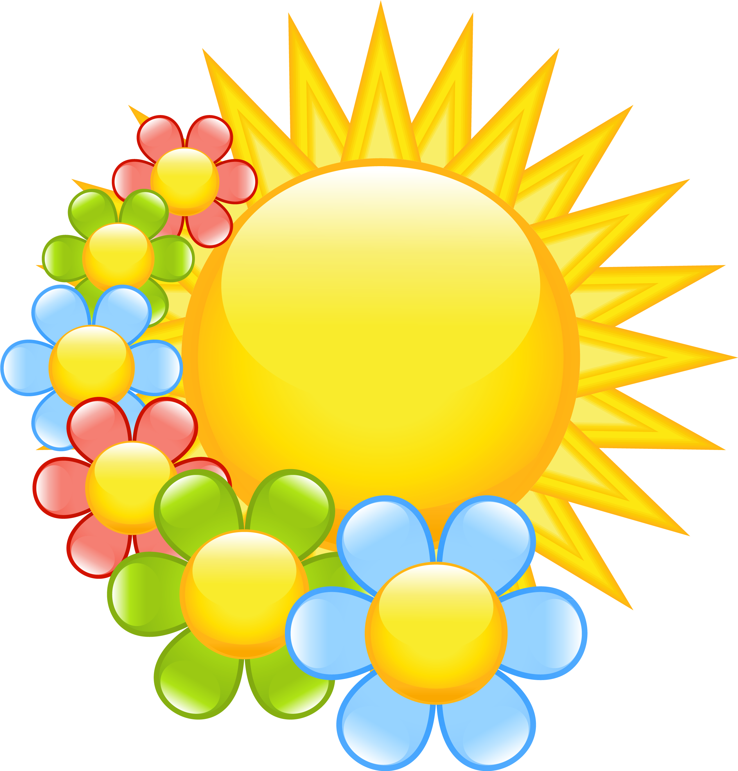 Spring Sun With Flowers Clipart - Sun Clipart (2624x2769), Png Download