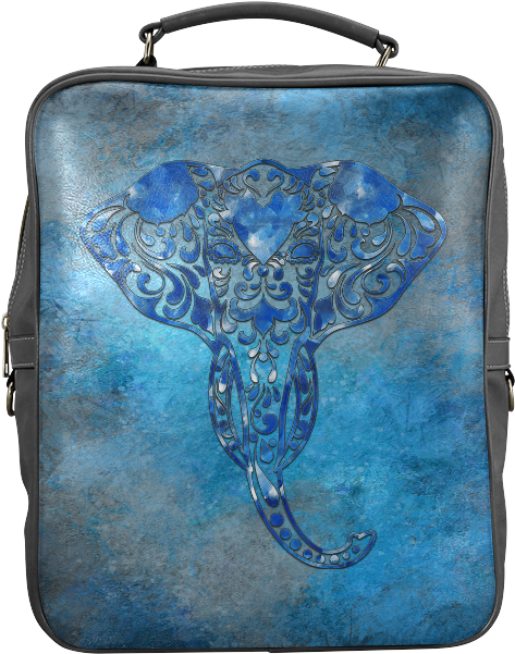 A Blue Watercolor Elephant Portrait In Denim Look Square - Interestprint Galaxy Mandala Elephant Tapestry Wall (800x800), Png Download