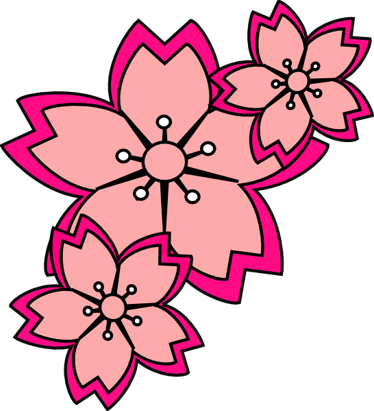 Blossoms Clip Art At Clker - Cherry Blossom Clipart Png (546x599), Png Download