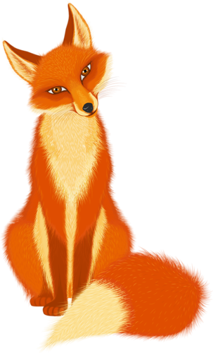Drawing Fox Watercolor - Fox Sitting Clipart (303x500), Png Download