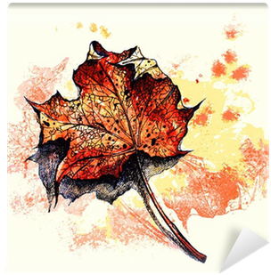 Red Dry Maple Leaf On A Ground Watercolor Painting - Watercolor Painting (400x400), Png Download