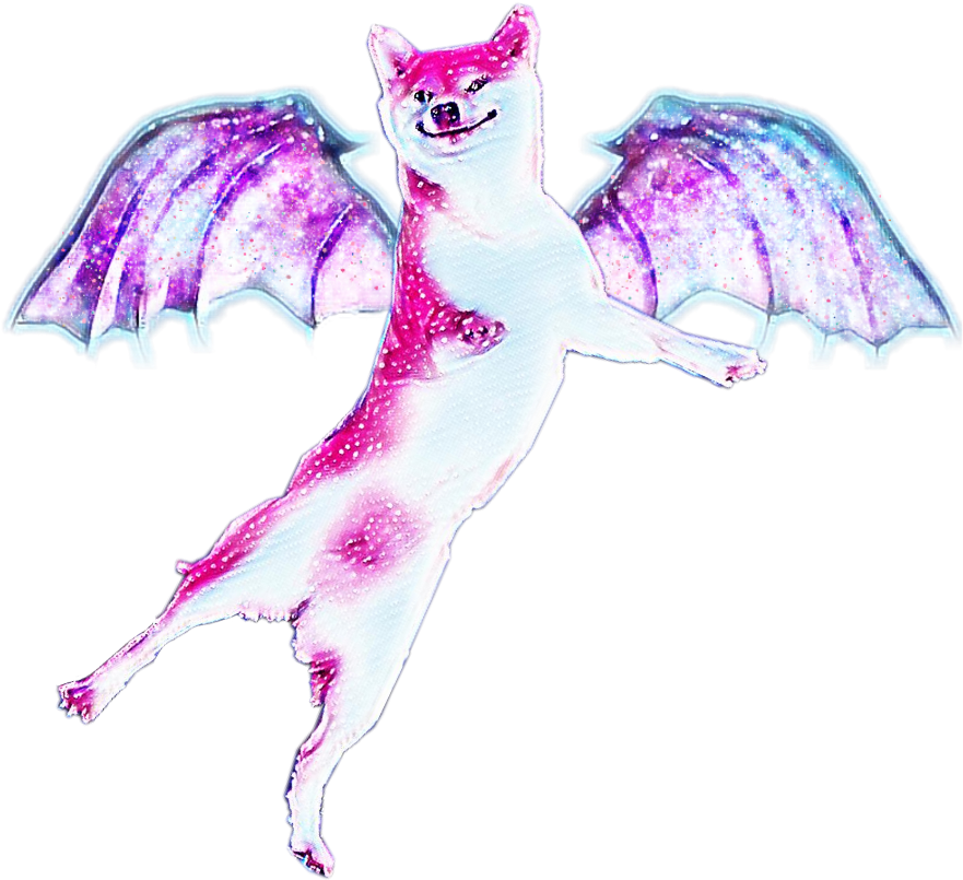Dragon Wings Dog Galaxy Cute Happy Dancing Flying - Dog (1024x1024), Png Download