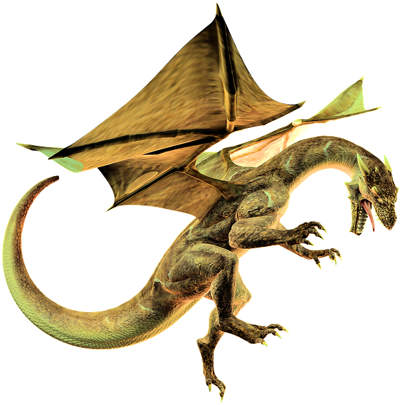 Dragon, Fantasy, Reptile, Creature, Wings, 3d, Render - Yellow Dragon (720x720), Png Download