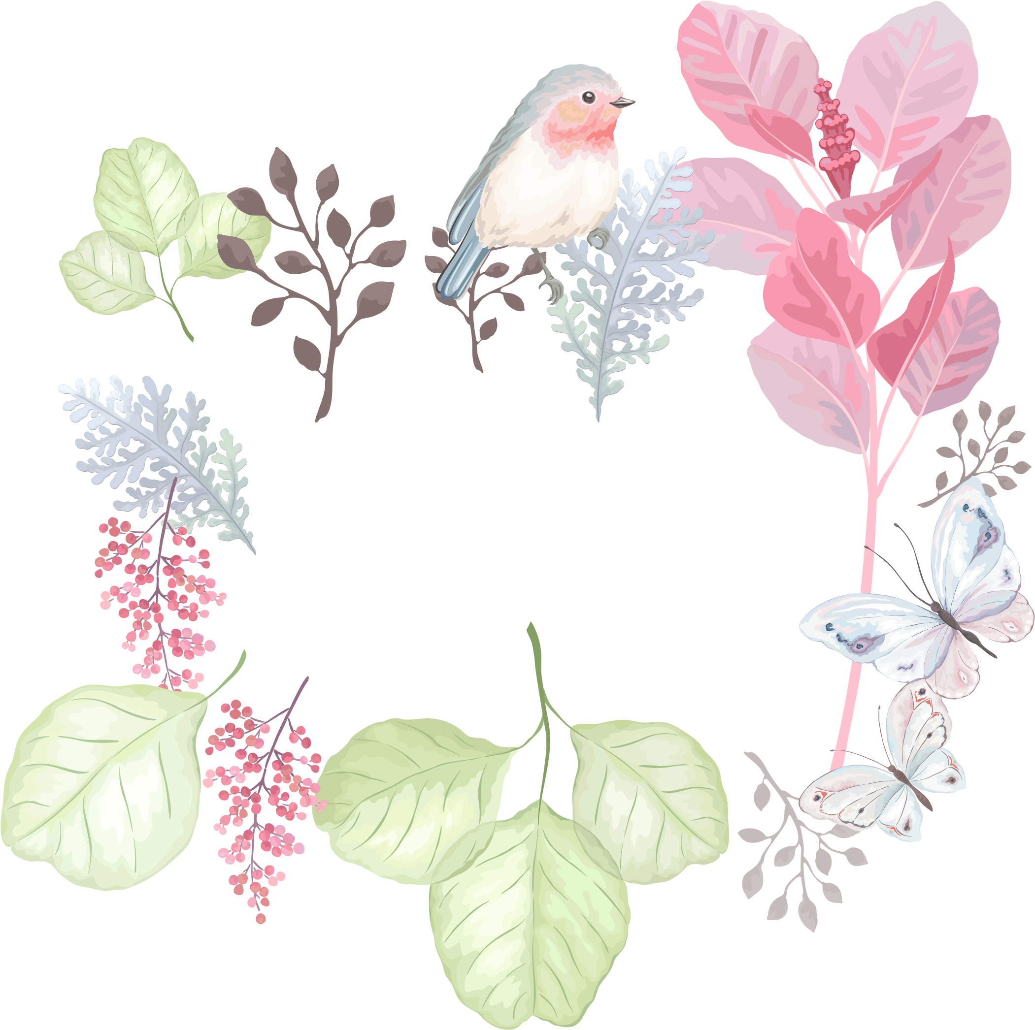 Hand Painted Watercolor Heart Shaped Leaf Vectors - Watercolor Painting (3525x3240), Png Download