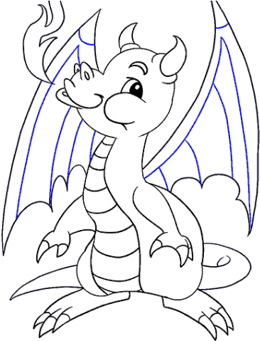 Drawn Wings Dragon - Drawing (640x480), Png Download