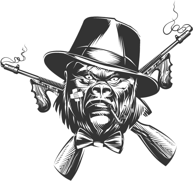 Gorilla Drawing Gangster - Png Gangster Cartoon (688x700), Png Download