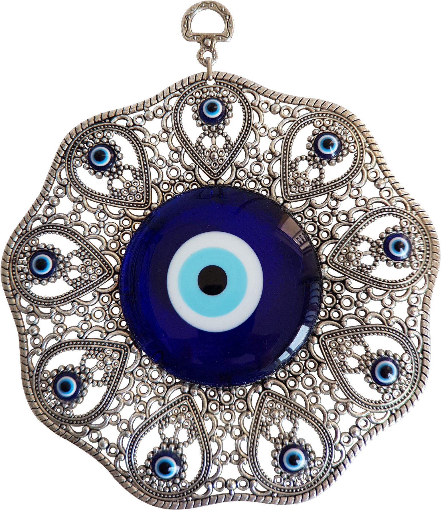 Bead Global Turkish Glass Blue Evil Eye Wall Hanging - Silver (1920x2560), Png Download