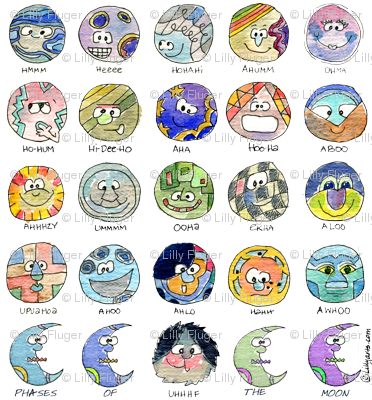 Funny Faces Phases Of The Moon - Phases Of The Moon Cartoon (372x400), Png Download