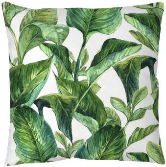Watercolor With Tropical Leaves Throw Pillow • Pixers® - Tropical Leaves Wallpaper Watercolour (400x400), Png Download