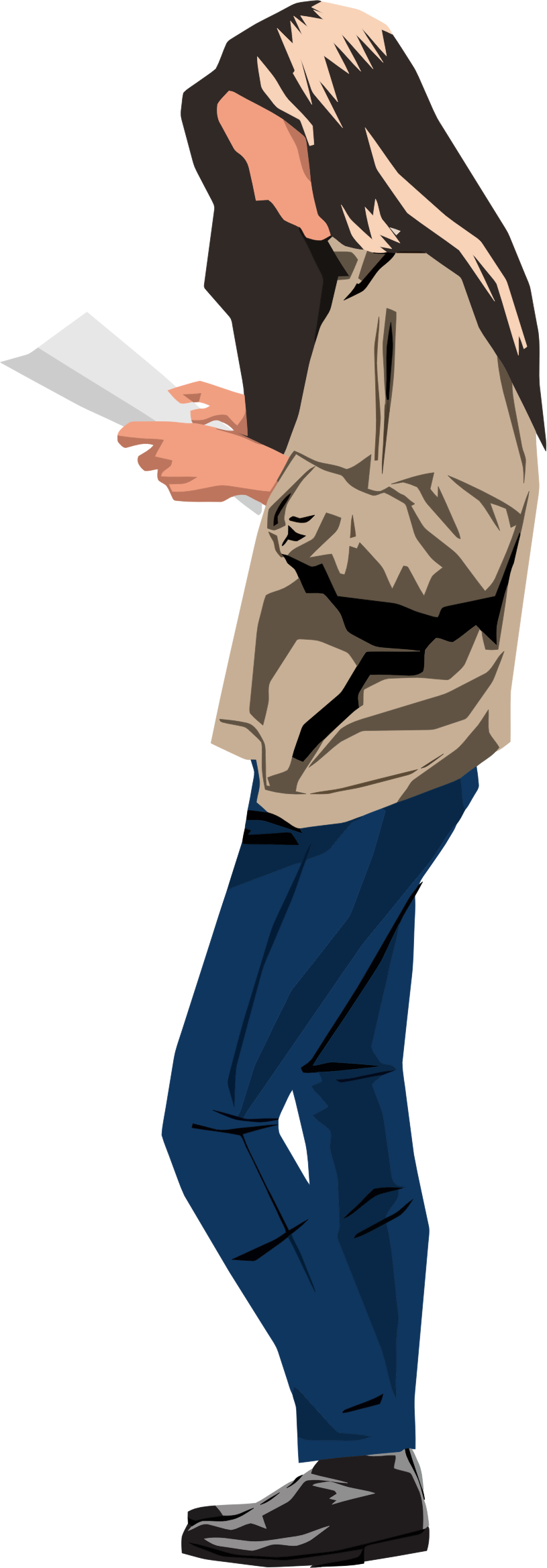 Big Image - Woman Standing Reading (815x2338), Png Download