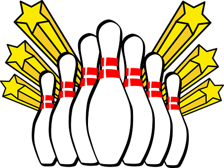 Bowling, Tíz Csap, Sztrájk - Bowling Pins Clipart (453x340), Png Download