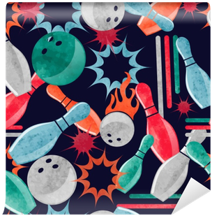 Watercolor Bowling Seamless Pattern - Bowling (400x400), Png Download