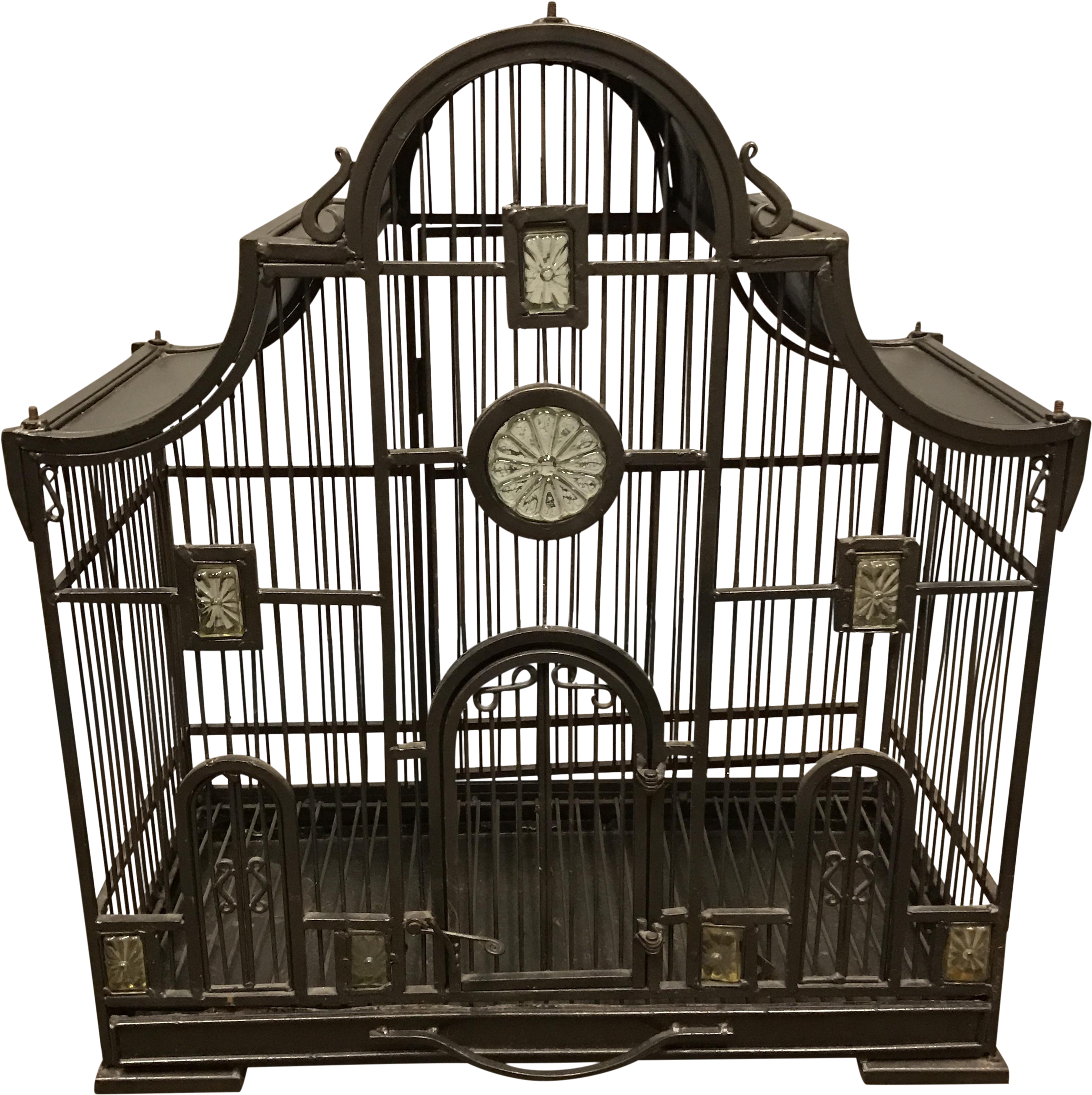 Victorian Wrought Iron Bird Cage - Birdcage (2892x2901), Png Download