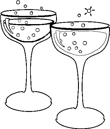 Champagne Glasses Coloring Page - Dibujo De Copa De Champan (600x470), Png Download