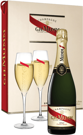 Champagne Mumm Cordon Rouge - Mumm Cordon Rouge Brut Nv & Glasses (600x600), Png Download