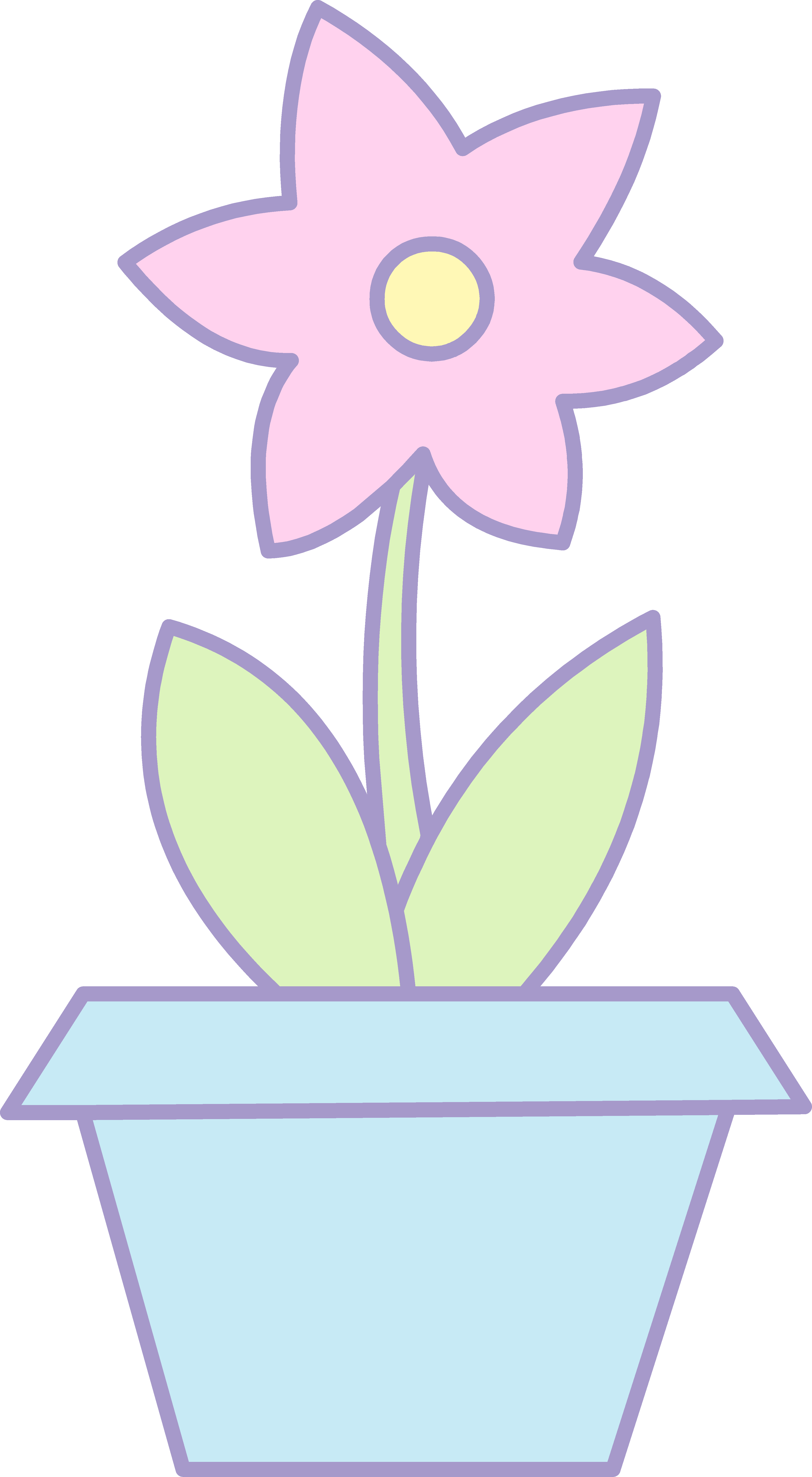 28 Collection Of Pink Flower Pot Clipart - Clip Art Cute Flower In Pots (3809x6929), Png Download