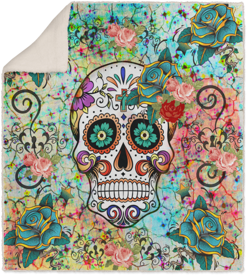 Jungle Abstract Sugar Skull Fleece Sherpa Blanket - 1alexstore Pillowcase Standard 46cm X 46cm Two Sides (700x700), Png Download