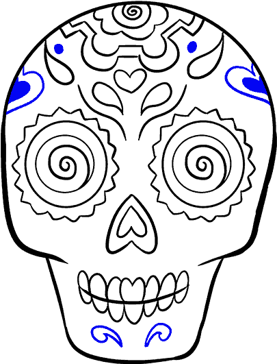 How To Draw A Sugar Skull - Drawing (678x600), Png Download