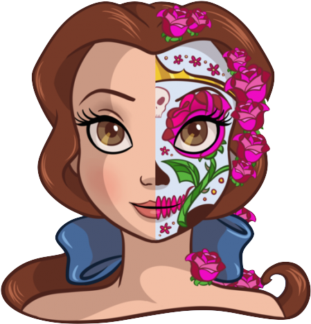 Belle From Beauty & The Beast - Sugar Skull Disney Princess (550x550), Png Download