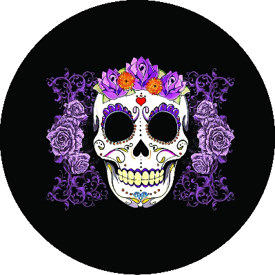 Sugar Skull With Flower Crown (399x400), Png Download