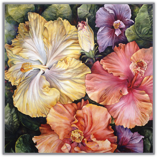 "on The Kona Side" - 100cm Cotton Cambric Fabric Orange Curtain Making Floral (933x601), Png Download