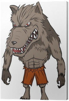 Cartoon Illustration Of A Werewolf Canvas Print • Pixers® - Hombre Lobo Garras Dibujo (400x400), Png Download
