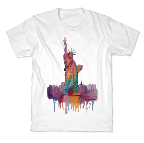 Statue Of Liberty Watercolor Kids T-shirt - Fourth Of July Shirts For Kids (484x484), Png Download