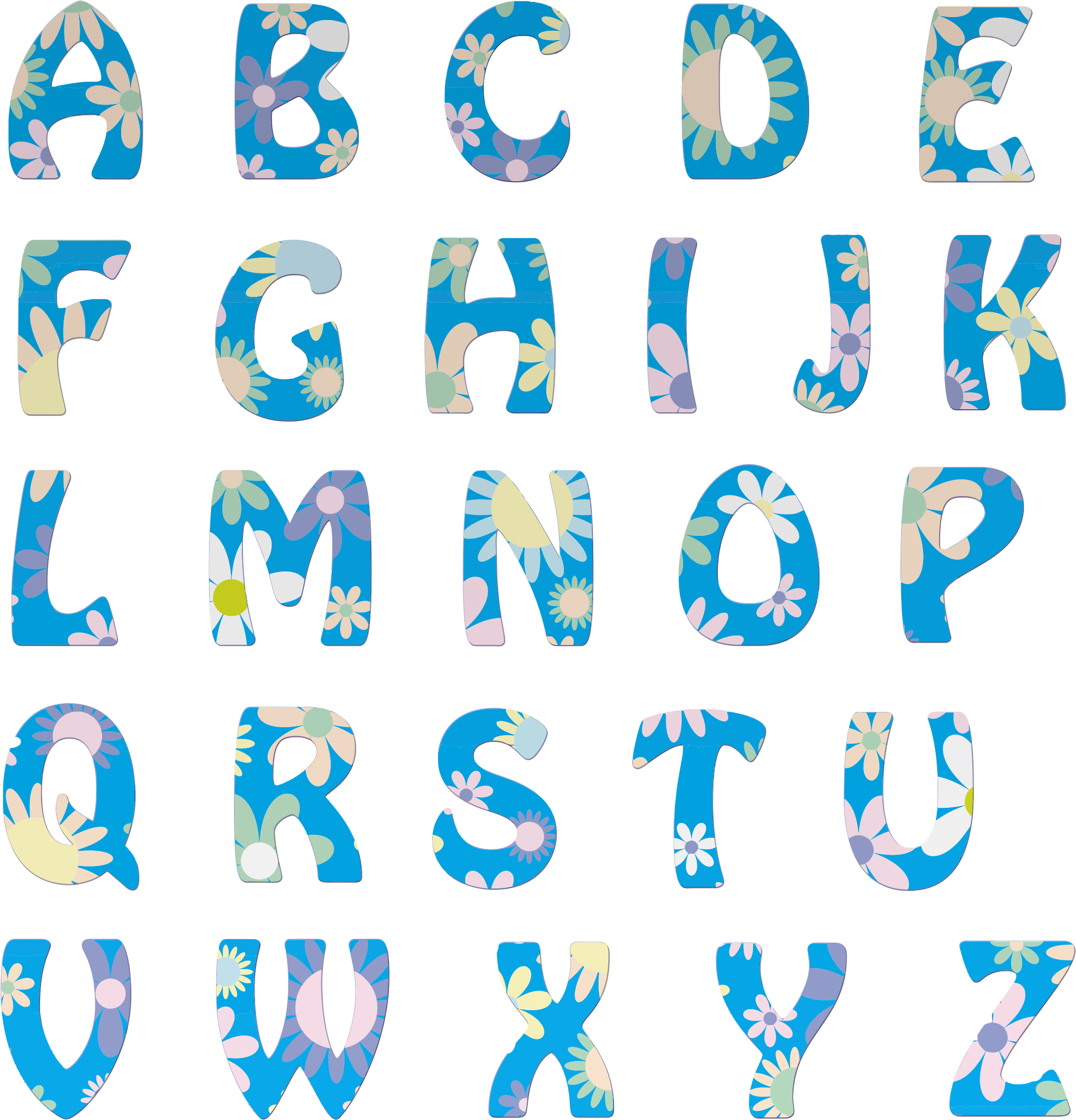 Floral Alphabet Clip - Alphabet Png (2202x2293), Png Download