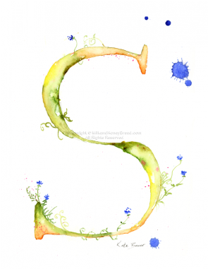 Watercolour Monogram Letter S (380x380), Png Download