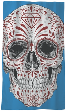 Realistic Day Of The Dead Sugar Skull Sheer Window - Day Of The Dead Real Skull (400x400), Png Download