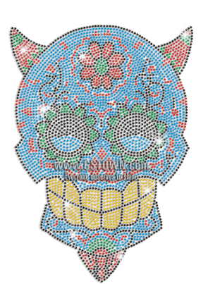 Hot Sugar Skull Iron On Rhinestone Transfer - Illustration (450x450), Png Download